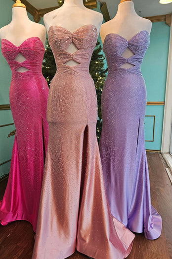 Glitter Beaded Yellow Sweetheart Mermaid Hollow out Long Prom Dress