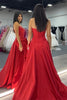 Load image into Gallery viewer, Red A Line Strapless Corset Long Prom Dress with Slit