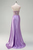 Load image into Gallery viewer, Purple Mermaid Sheer Ruched Corset Prom Dress