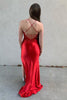 Load image into Gallery viewer, Sparkly Red Mermaid Corset Sequins Spaghetti Straps Long Prom Dress with Slit