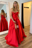 Load image into Gallery viewer, A Line Red Strapless Corset Long Prom Dress with Slit