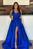 Load image into Gallery viewer, Royal Blue A Line One Shoulder Long Prom Dress with Slit