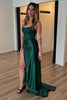 Load image into Gallery viewer, Sparkly Beaded Dark Green Mermaid Strapless Corset Long Prom Dress with Slit