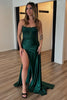 Load image into Gallery viewer, Sparkly Beaded Dark Green Mermaid Strapless Corset Long Prom Dress with Slit