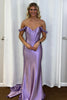 Load image into Gallery viewer, Off the Shoulder Corset Mermaid Lilac Long Prom Dress