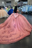 Load image into Gallery viewer, Off the Shoulder Glitter Dark Pink Sequined Appliques Quinceanera Dress with Bow