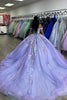 Load image into Gallery viewer, Sparkly Appliques Lilac Off the Shoulder Long Quinceanera Dress with Sequins