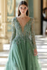 Load image into Gallery viewer, Sage V-neck Applique A-Line Prom Dress