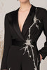 Load image into Gallery viewer, Black Shawl Lapel Satin Long Sleeves Formal Jumpsuits with Beading