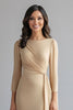 Load image into Gallery viewer, Champagne Long Sleeve Ruched Mother of the Bride Dress