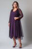 Load image into Gallery viewer, Sparkly Purple Chiffon A Line V Neck Long Sleeves Mother of The Bride Dress