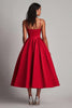 Load image into Gallery viewer, Red Satin A-Line Tea Length Formal Dress