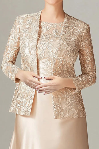 A-Line Champagne Chiffon 2-Piece Mother of the Bride Dress