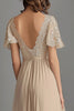 Load image into Gallery viewer, Champagne V Neck Appliques A Line Pleated Mother of the Bride Dress