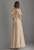 Load image into Gallery viewer, Champagne V Neck Appliques A Line Pleated Mother of the Bride Dress