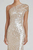 Load image into Gallery viewer, Sparkly Champagne Mermaid One Shoulder Formal Dress with Sequins