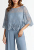 Load image into Gallery viewer, Boat Neck Grey Blue Chiffon 1/2 Sleeves Loose Mother Dress with Lace Upper