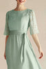 Load image into Gallery viewer, Light Green Chiffon Boat Neck A Line 3/4 Sleeves Calf Length Mother Dress