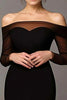 Load image into Gallery viewer, Mesh Black Off The Shoulde Mermaid Long Sleeves Long Prom Dress