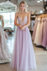 Load image into Gallery viewer, Light Purple Tulle A Line Appliqued Sleeveless Long Prom Dress