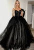 Load image into Gallery viewer, Sparkly Black Sweetheart Princess Tulle Long Prom Dress with Appliques