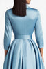 Load image into Gallery viewer, Blue A Line Flared Front Button Closures Mid Length Formal Dress with Long Sleeves