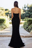 Load image into Gallery viewer, Strapless A Line Black Sequined Prom Dress With Slit