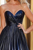 Load image into Gallery viewer, Glitter A Line Navy Sweetheart Ruched Prom Dress