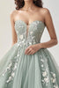 Load image into Gallery viewer, Grey Green Tulle Sweetheart A Line Prom Dress with Appliques