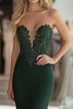 Load image into Gallery viewer, Lace Satin Dark Green Sheath Sweetheart Prom Dress