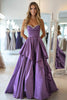 Load image into Gallery viewer, Plum Taffeta Sweetheart A Line Pleated Long Prom Dress