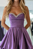 Load image into Gallery viewer, Plum Taffeta Sweetheart A Line Pleated Long Prom Dress