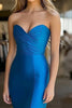 Load image into Gallery viewer, Royal Blue Sweetheart Sheath Stretch Satin Long Prom Dress