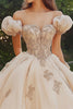 Load image into Gallery viewer, Princess Blush Ball Gown Off the Shoulder Tulle Quinceanera Dress with Appliques