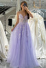 Load image into Gallery viewer, Lilac A Line Spaghetti Straps Tulle Long Prom Dress with Sequins