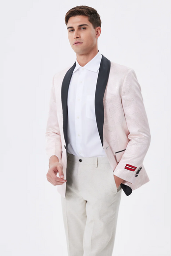 Light Pink Shawl Lapel Men's Blazer