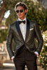 Load image into Gallery viewer, Sparkly Sequins Shawl Lapel Black 2 Pieces Men Prom Suits with One Button