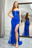 Load image into Gallery viewer, Royal Blue Mermaid Spaghetti Straps Sequin Long Prom Dress with Slit