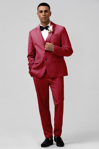 Notch Lapel Coral Single Breasted 3 Pieces Men's Suits