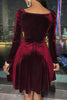 Load image into Gallery viewer, Green V-Neck Long Sleeves Velvet Christmas Dress