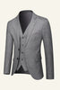 Load image into Gallery viewer, Grey Plaid 3 Piece Notched Lapel Men&#39;s Wedding Suits