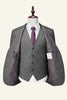 Load image into Gallery viewer, Grey Plaid 3 Piece Notched Lapel Men&#39;s Wedding Suits