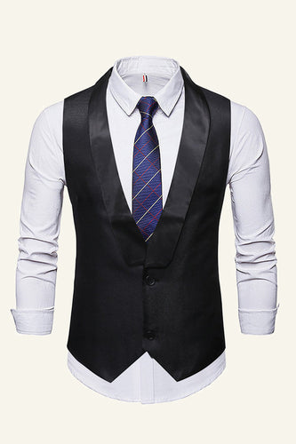 Black Single Breasted Shawl Lapel Men's Vest