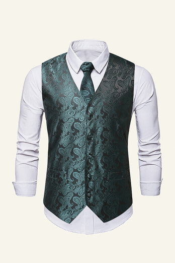 Single Breasted Slim Fit Print Men's Suit Vest