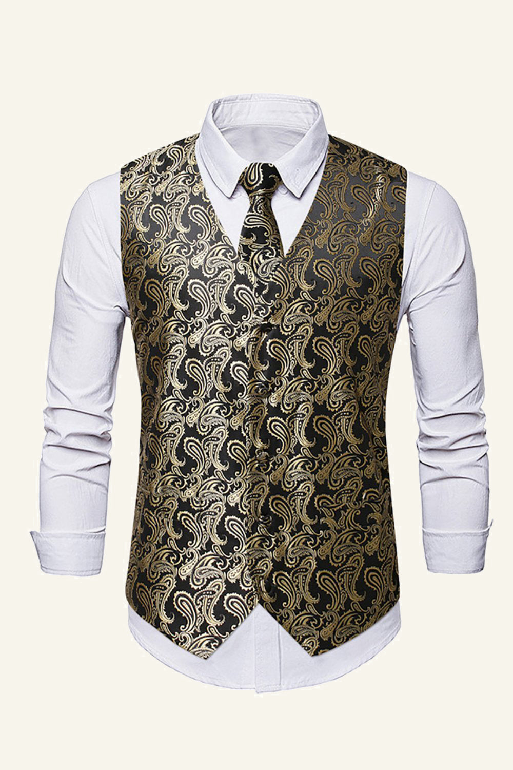 Single Breasted Lapel Gold Men's Vest