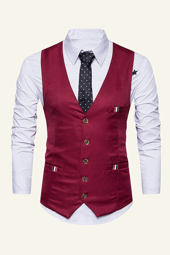 Black Single Breasted Lapel Men's Black Vest