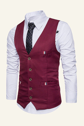 Black Single Breasted Lapel Men's Black Vest