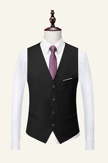 Black Notched Lapel 3 Piece Wedding Men Suits