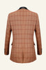 Load image into Gallery viewer, Brown Plaid Shawl Lapel Men Prom Blazer