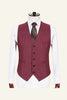 Load image into Gallery viewer, Burgundy Notched Lapel Plaid 3 Piece Men Suits